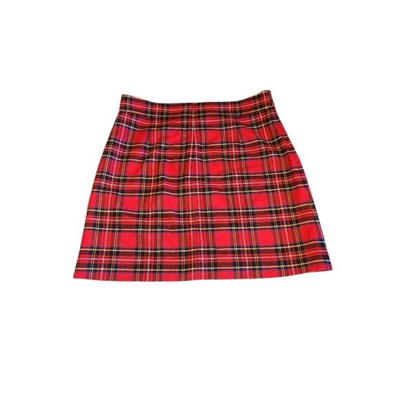 J. Crew Factory Red Wool Blend Tartan Plaid A-Line Mini Skirt Preppy | 14 NWT - Picture 4 of 16